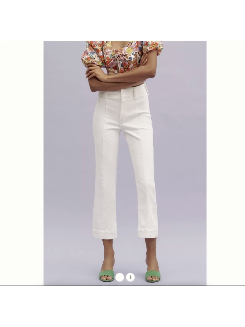 NWT Pilcro White Slim 70s High-Rise Crop Flare Jeans Anthropologie Size 27T